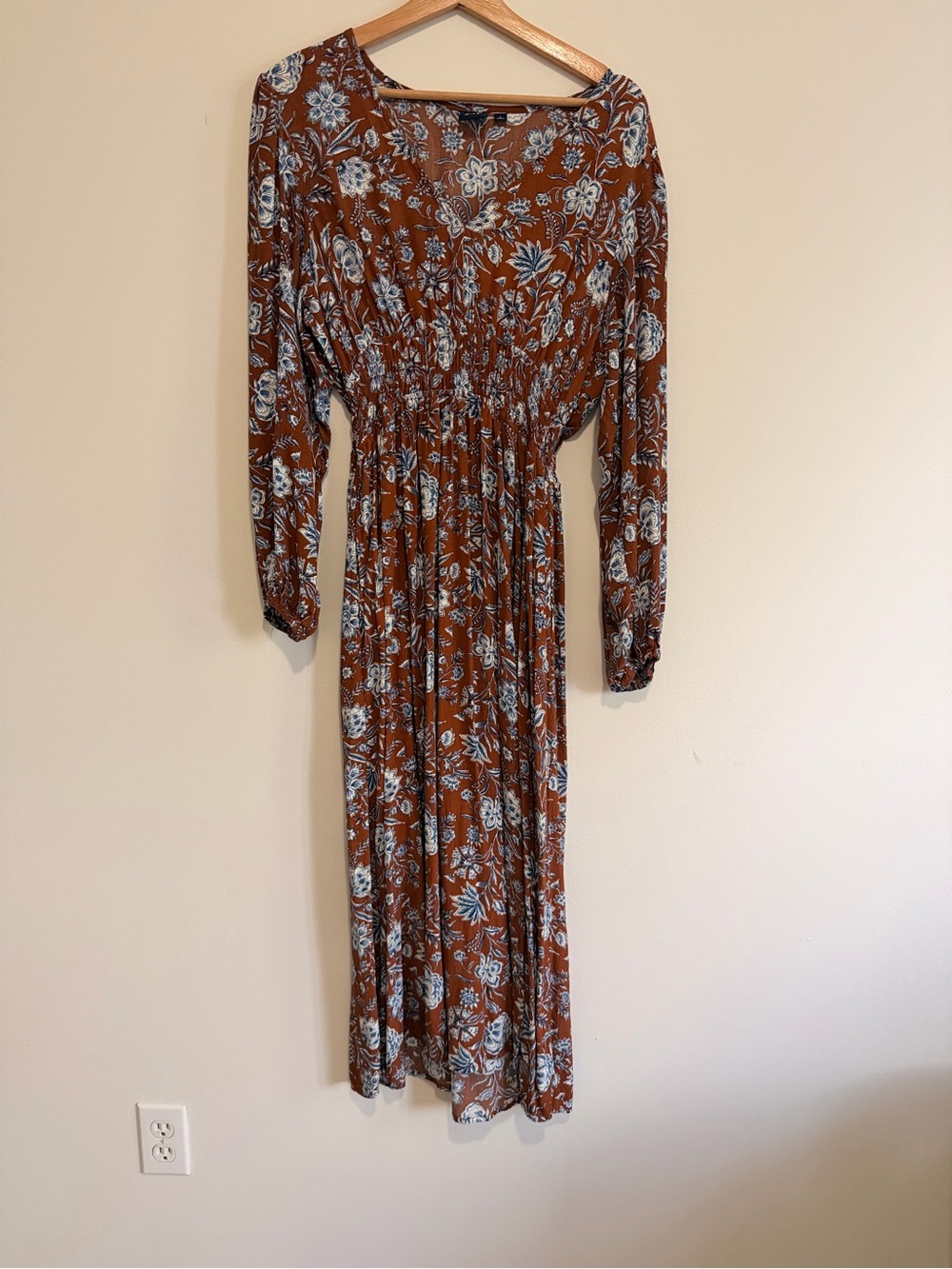 GAP Rust Floral Long Sleeve Maxi Dress